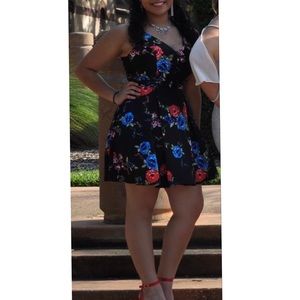 B. Smart Dress || Black & blue/red floral || Floral formal dress